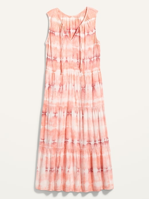 Image number 4 showing, Tiered Tie-Neck Tie-Dyed Midi Swing Dress for Women
