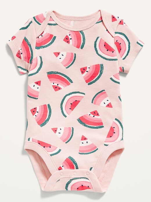 View large product image 1 of 2. Unisex Watermelon-Print Short-Sleeve Bodysuit for Baby