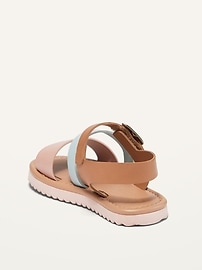 View large product image 3 of 4. Faux-Leather Wide-Strap Platform Sandals for Toddler Girls