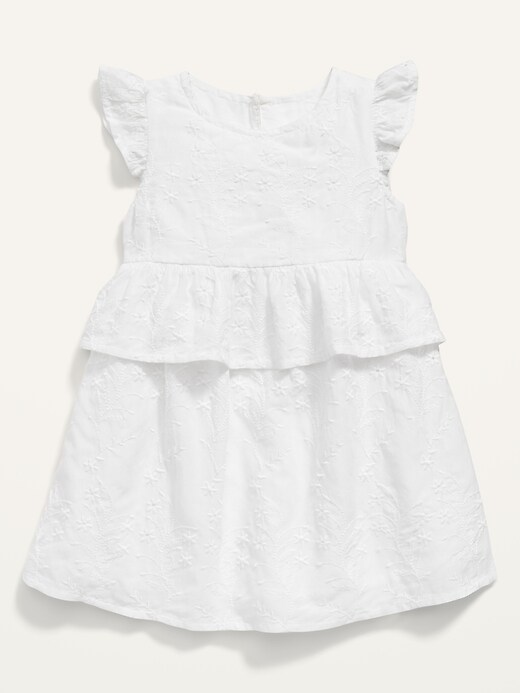 View large product image 1 of 2. Ruffle-Sleeve Tiered Eyelet Dress for Baby