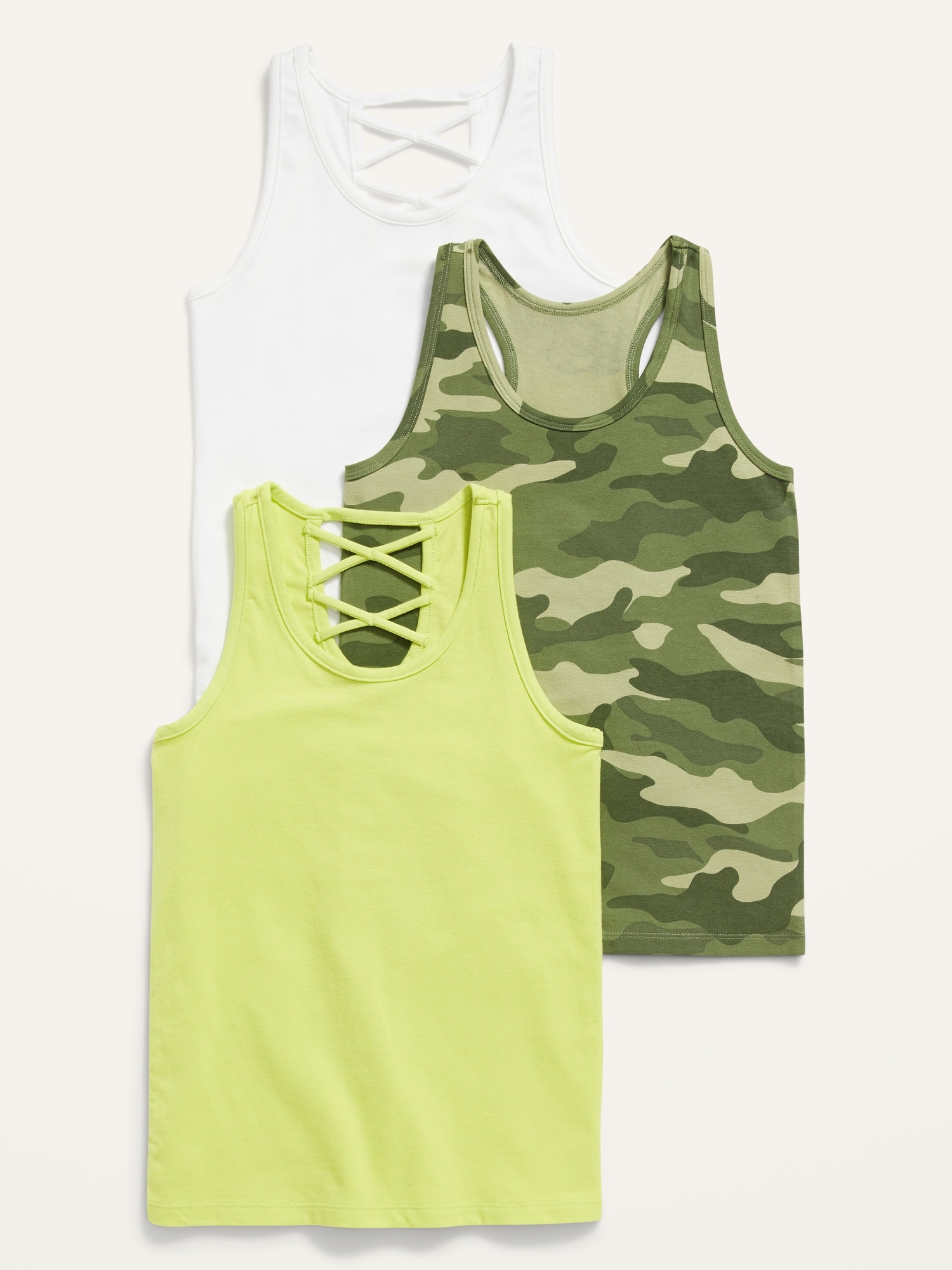 3Pack Fitted Strappy Tank Top for Girls Old Navy