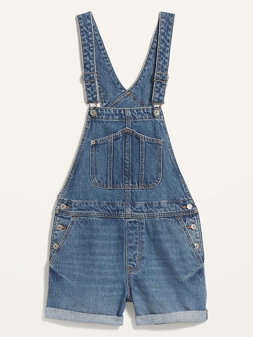 Slouchy Workwear Cuffed Jean Short Overalls for Women -- 3.5-inch ...