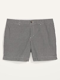 High-Waisted Plus-Size Checked Seersucker Everyday Shorts -- 7-inch inseam