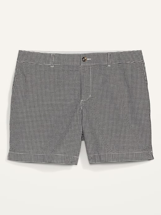 View large product image 1 of 1. High-Waisted Plus-Size Checked Seersucker Everyday Shorts -- 7-inch inseam