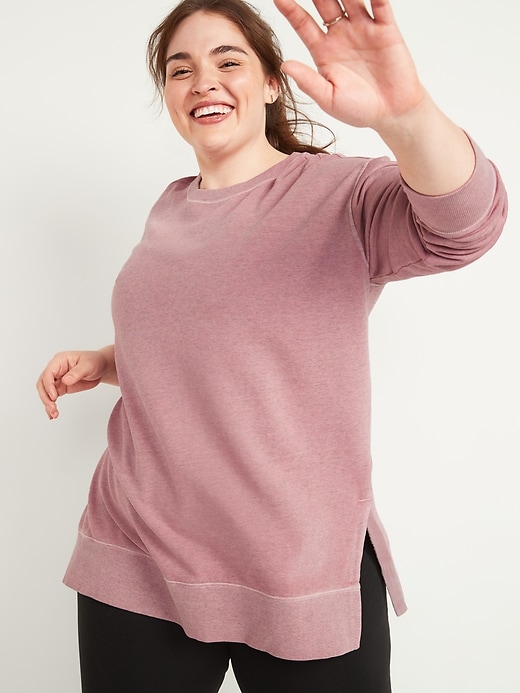 View large product image 1 of 2. Oversized Specially Dyed Plus-Size Tunic Sweatshirt