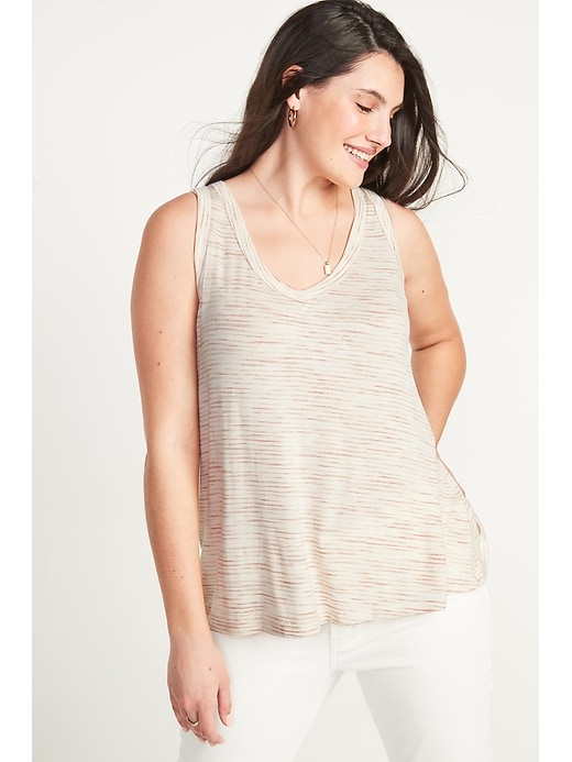 View large product image 1 of 2. Luxe Space-Dye Stripe Tank Top for Women