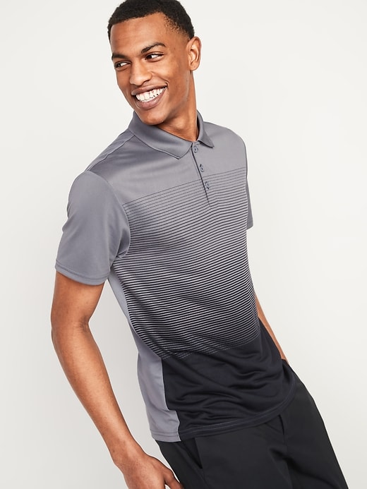 Image number 1 showing, Go-Dry Cool Odor-Control Gradient Stripe Core Polo Shirt