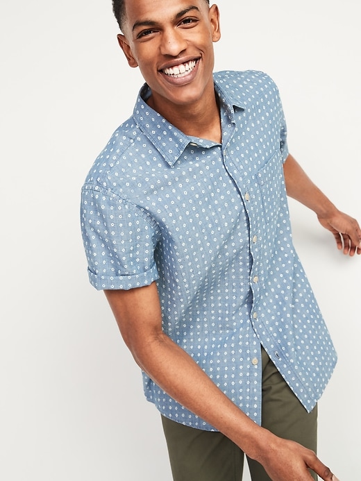 View large product image 1 of 2. Built-In Flex Patterned Everyday Short-Sleeve Shirt