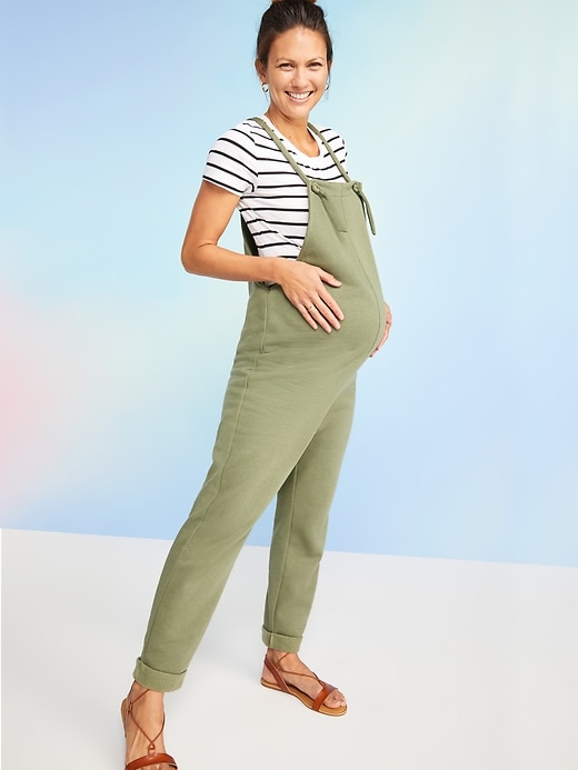 View large product image 1 of 1. Maternity Knotted-Strap Sweatpant Overalls
