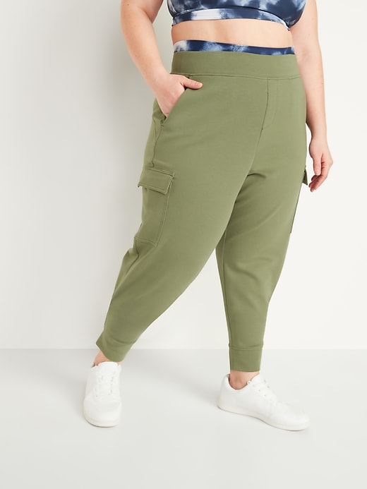 View large product image 1 of 1. High-Waisted Dynamic Fleece Cargo Plus-Size Jogger Sweatpants