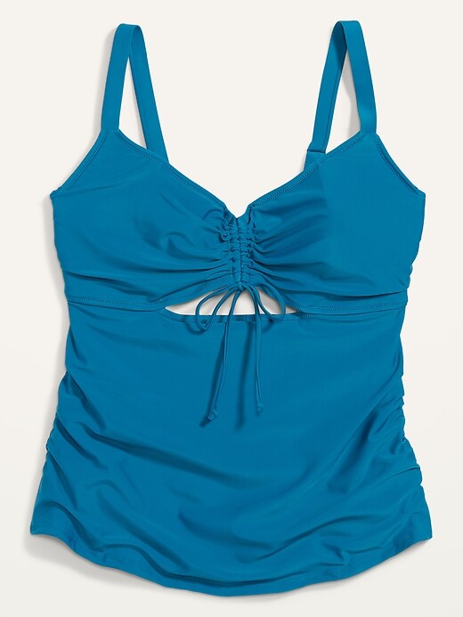 Image number 4 showing, Secret-Smooth Underwire Cinch-Tie Plus-Size Tankini Swim Top