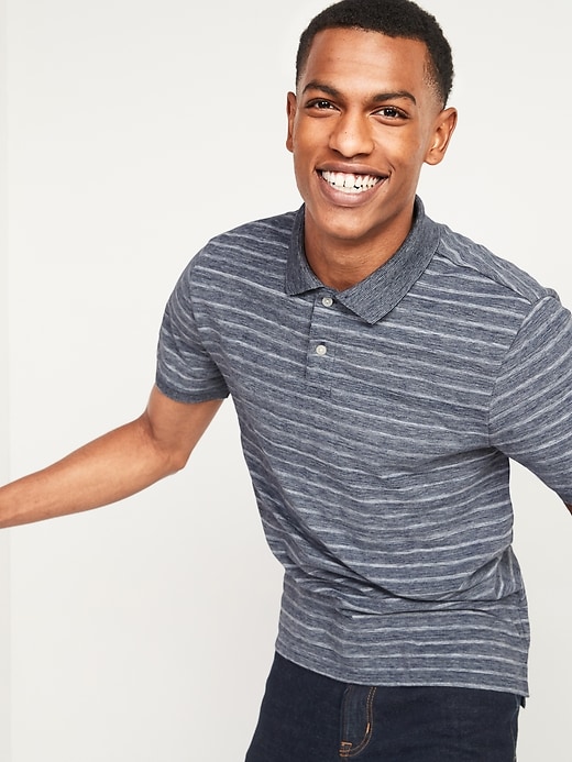 Old Navy Moisture-Wicking Striped Pique Pro Polo for Men. 1