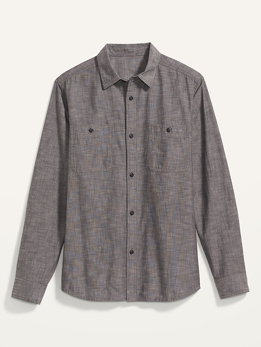 View large product image 2 of 2. Regular-Fit Chambray Workwear Shirt
