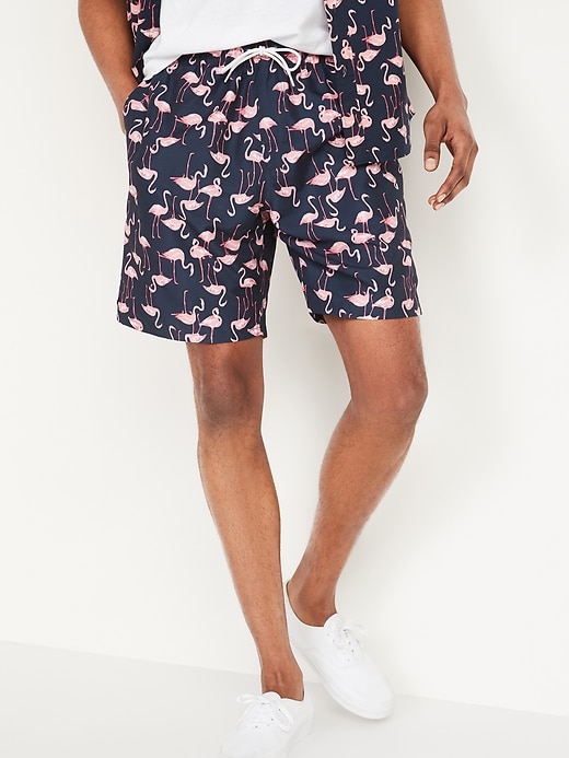 View large product image 1 of 2. Printed Swim Trunks -- 8-inch inseam