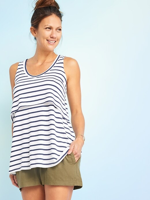 Maternity Double Layer V Neck Nursing Tank Top Old Navy