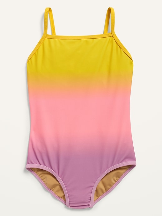 View large product image 1 of 1. Square-Neck One-Piece Swimsuit for Girls