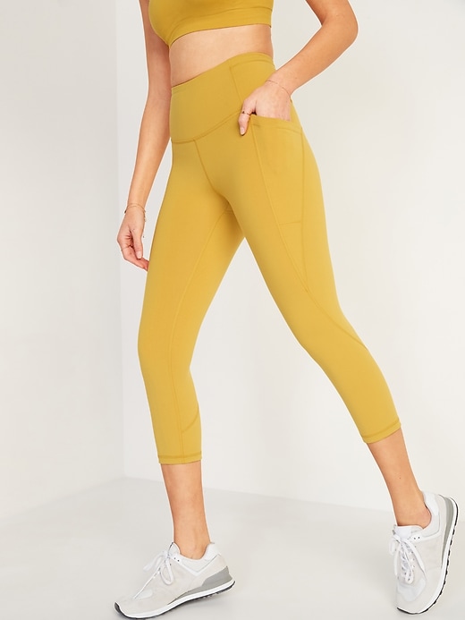 View large product image 1 of 2. High-Waisted PowerPress Side-Pocket Crop Leggings