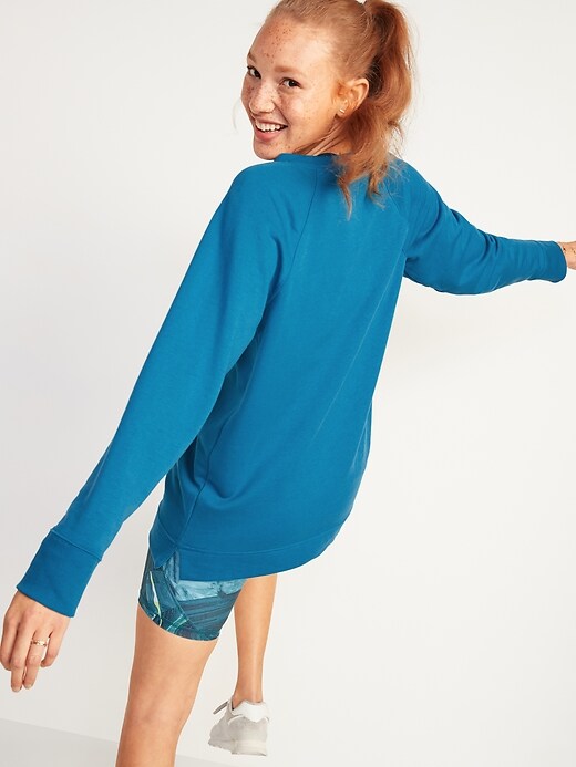 Image number 6 showing, Loose-Fit French-Terry Crew-Neck Tunic for Women