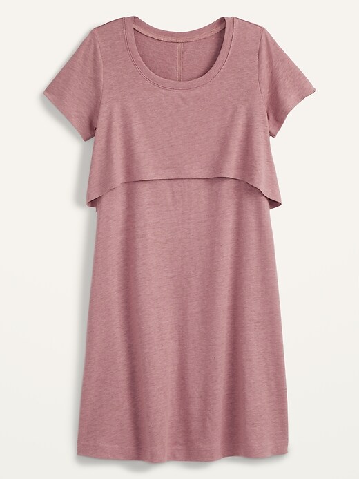 View large product image 1 of 1. Maternity Double-Layer Linen-Blend Jersey Nursing Dress