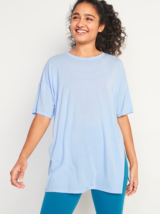 Old Navy Ultra Lite Oversized Rib Pannel Tunic T Shirt Rust Women's P -  beyond exchange