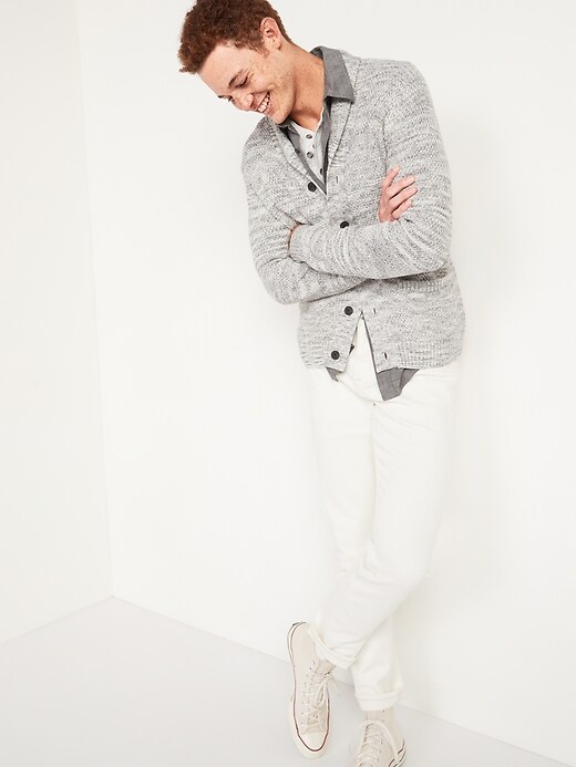 Image number 3 showing, Textured Shawl-Collar Button-Front Cardigan Sweater