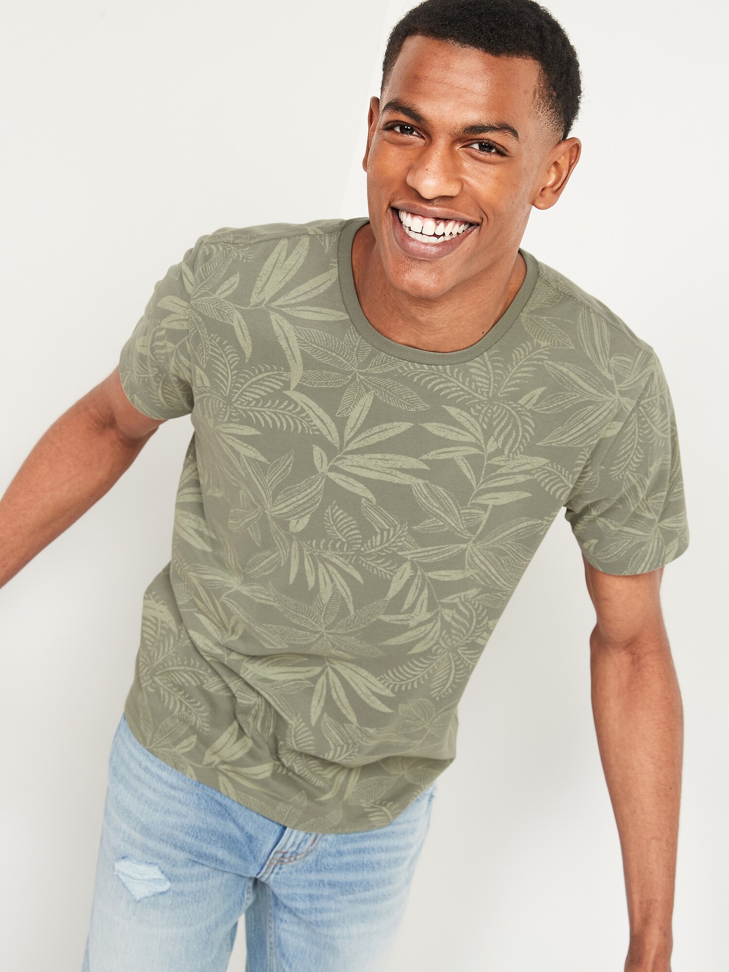 Soft-Washed Printed Crew-Neck Tee for Men