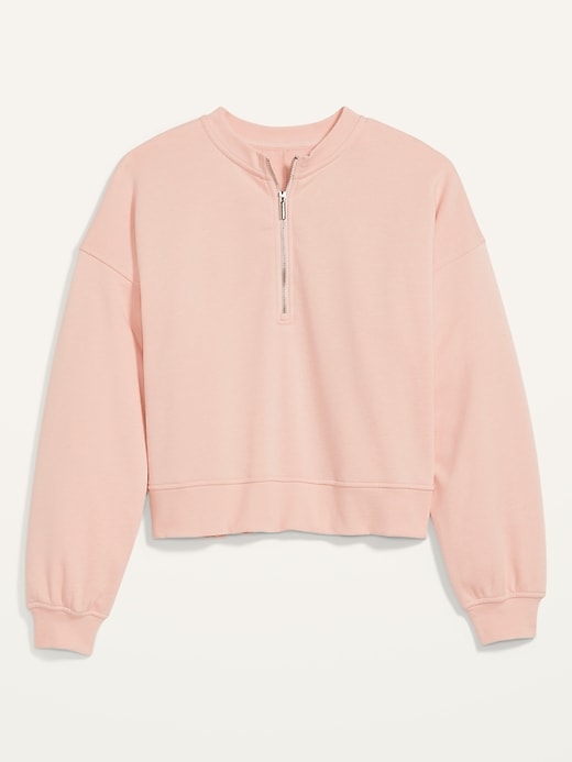 View large product image 2 of 2. Loose Half-Zip French Terry Sweatshirt for Women