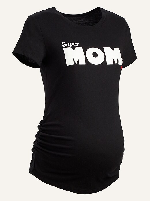 View large product image 1 of 1. Maternity Matching Graphic Side-Shirred T-Shirt