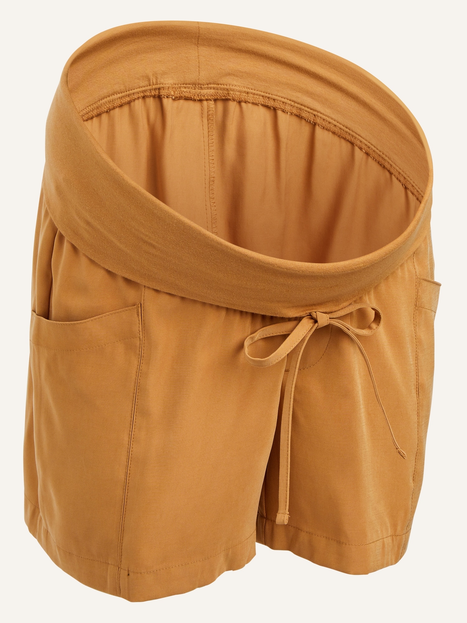 Maternity Rollover-Waist Soft-Twill Utility Shorts -- 5-inch inseam