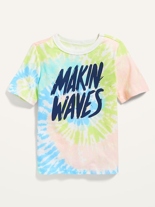View large product image 1 of 2. Tie-Dye "Makin' Waves" Graphic Tee for Toddler