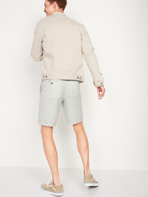 Image number 2 showing, Slim Ultimate Micro-Stripe Linen-Blend Shorts -- 10-inch inseam