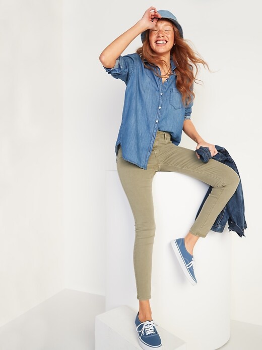 Image number 3 showing, Mid-Rise Pop-Color Rockstar Super Skinny Jeans for Women