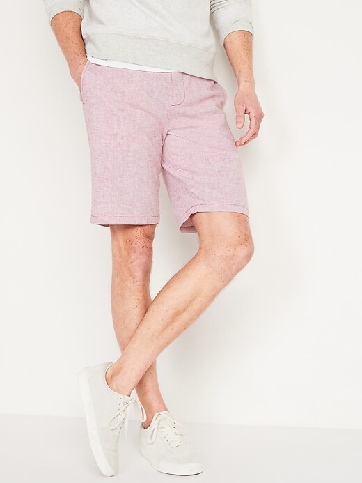 Old Navy Slim Ultimate Micro-Stripe Linen-Blend Shorts for Men -- 10-inch inseam. 1