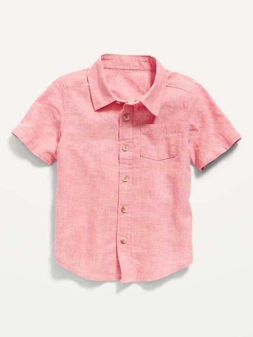 Old Navy Short-Sleeve Linen-Blend Pocket Shirt for Toddler Boys. 1