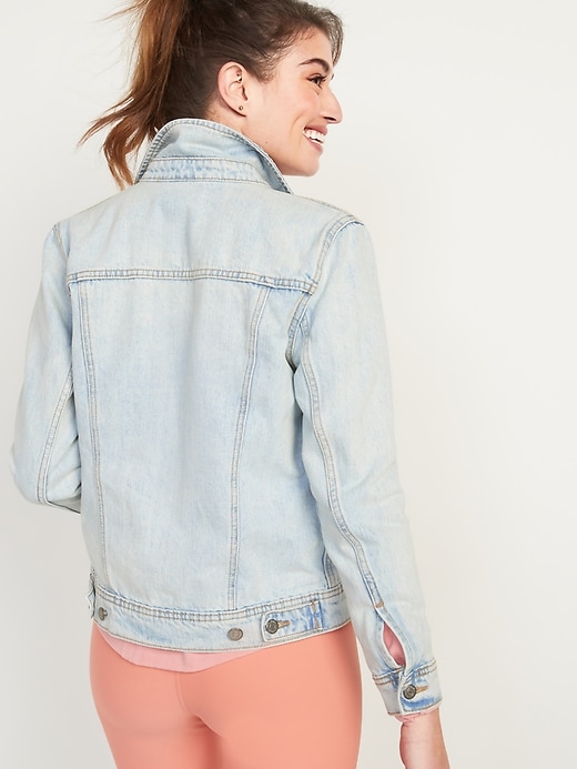 Image number 2 showing, Light-Wash Embroidered-Cutwork Jean Jacket for Women