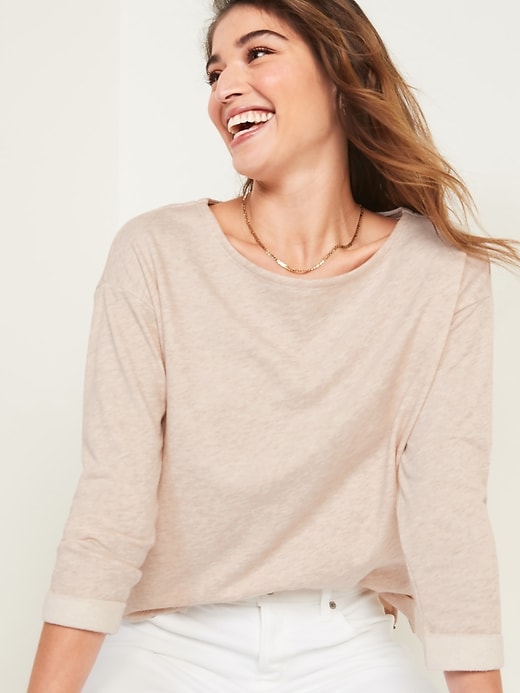 Image number 3 showing, Relaxed French Terry Top for Women