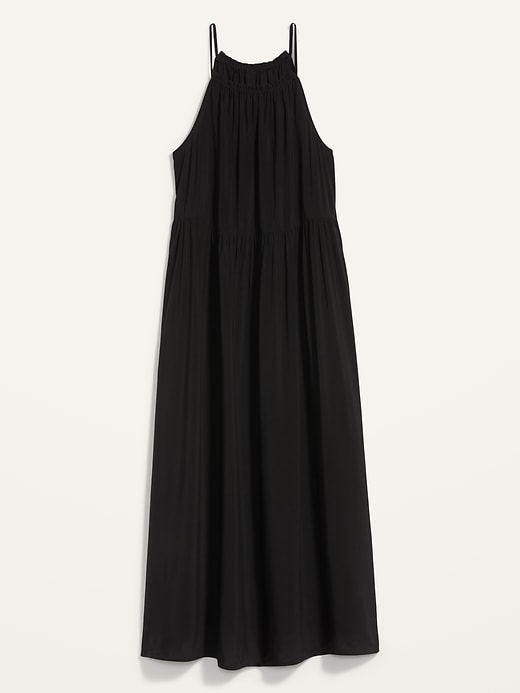 View large product image 2 of 2. Sleeveless High-Neck Maxi Swing Dress