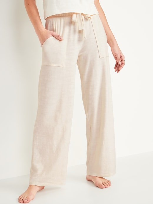 View large product image 1 of 2. High-Waisted Cozy Plush-Knit Pajama Pants