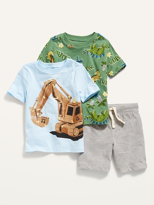 View large product image 1 of 1. Unisex 3-Pack Printed/Graphic Tee & Jogger Shorts for Toddler