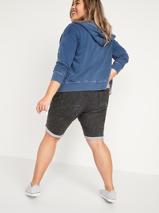 Image number 2 showing, Mid-Rise Secret-Slim Pockets Plus-Size Ripped Bermuda Jean Shorts -- 9-inch inseam