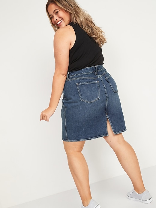Image number 2 showing, Extra High-Waisted Secret-Smooth Pockets Plus-Size Jean Skirt