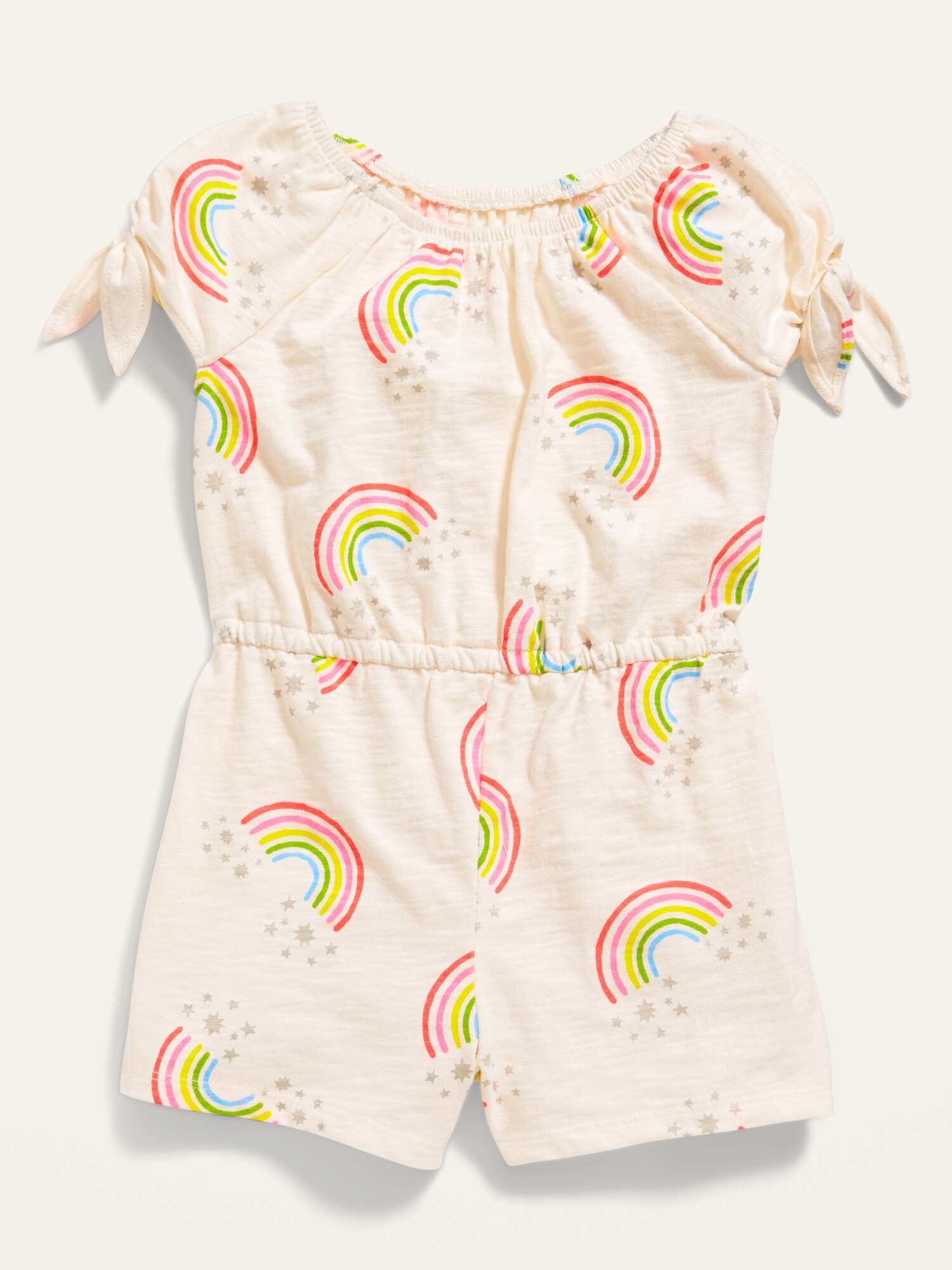 Printed Tie-Sleeve Romper for Toddler Girls