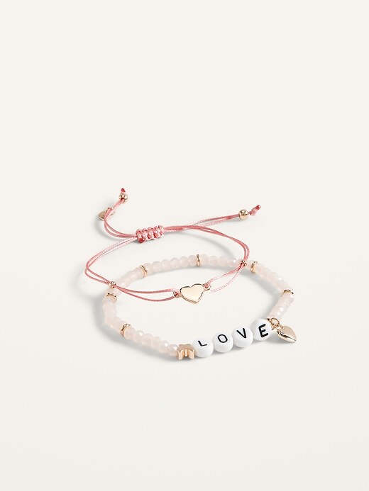 View large product image 1 of 1. Love Charm Bracelets 2-Pack For Women