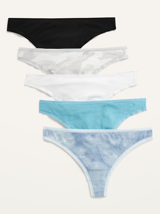 5-Pack Women's Jersey Thong Underwear (Gray Heather)