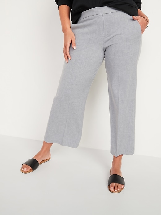 Image number 1 showing, Mid-Rise Pull-On Wide-Leg Pants for Women