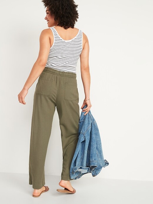 Image number 2 showing, High-Waisted Wide-Leg Linen-Blend Pants for Women