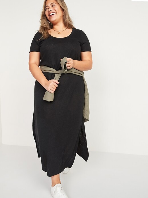 Linen-Blend Plus-Size Maxi T-Shirt Shift Dress | Old Navy