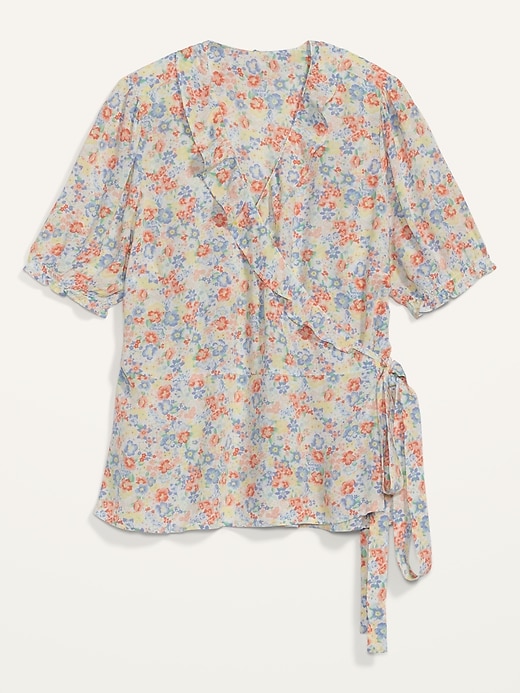 Image number 4 showing, Ruffled Floral-Print Plus-Size Tie-Belt Wrap Top