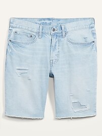 View large product image 3 of 3. Slim Built-In Flex Rip-and-Repair Jean Shorts -- 9-inch inseam