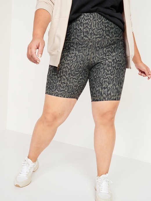 View large product image 1 of 2. Extra High-Waisted PowerSoft Plus-Size Hidden Pocket Biker Shorts -- 8-inch inseam